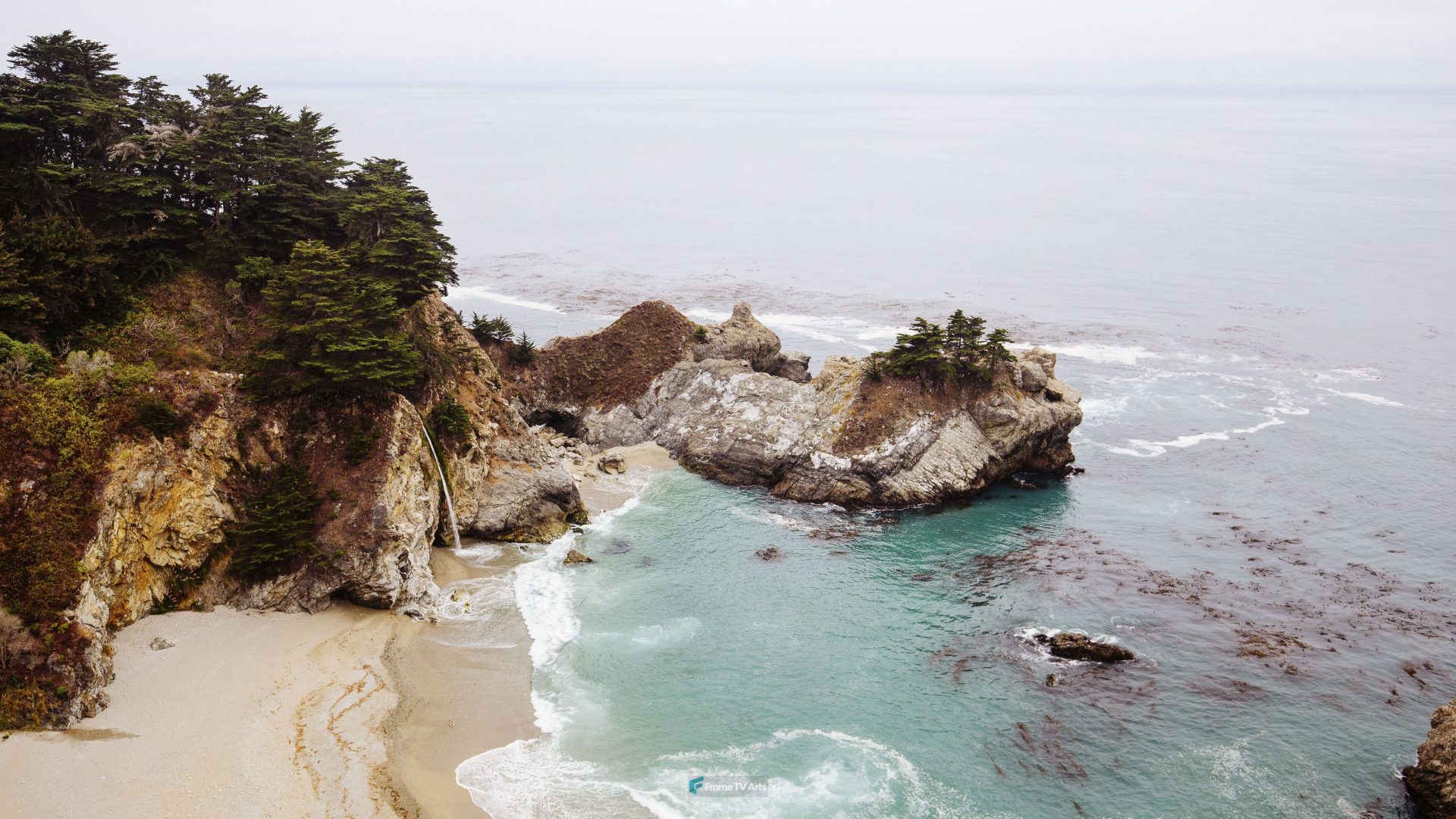 Coastline with rugged cliffs and turquoise sea — Samsung Frame TV art