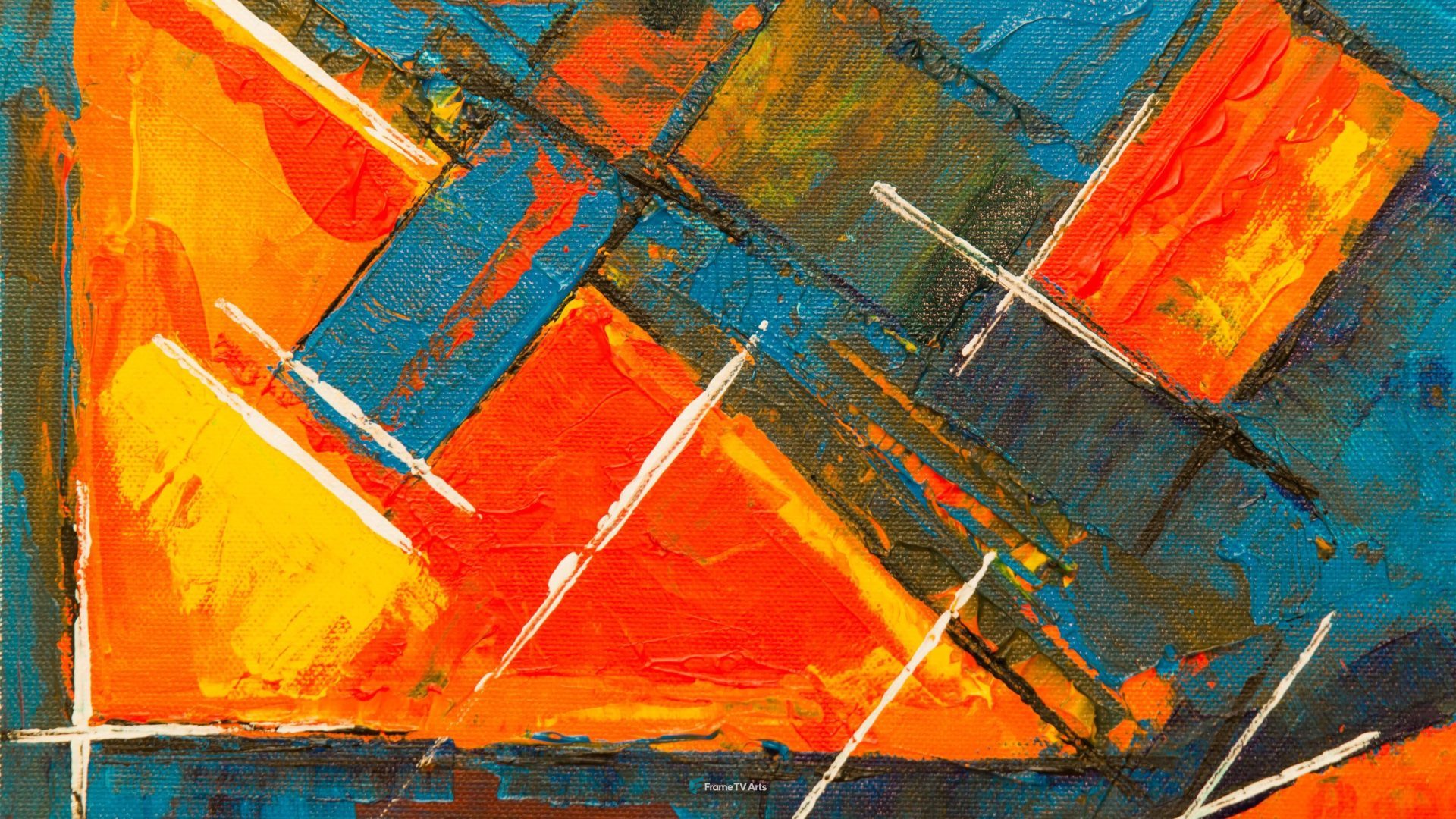 Dynamic abstract painting with bold orange strokes. — Samsung Frame TV art