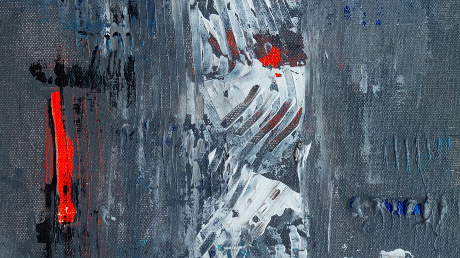 Monochromatic abstract with vivid red vertical accent. — Samsung Frame TV art