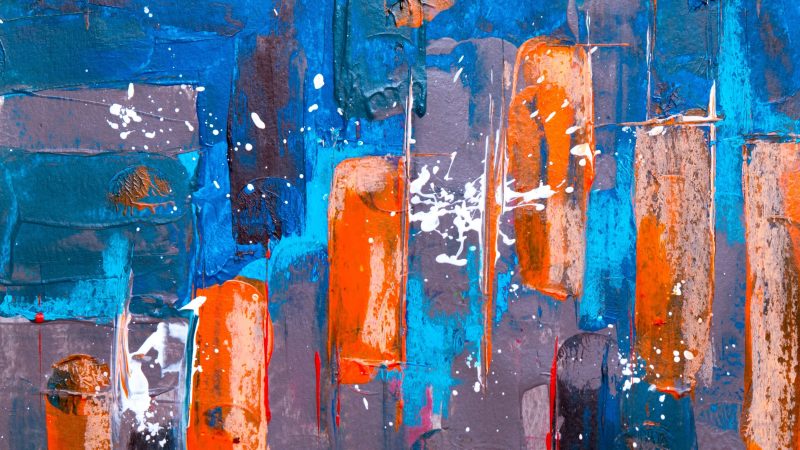 Geometric abstract painting with striking colors and depth — Samsung Frame TV art