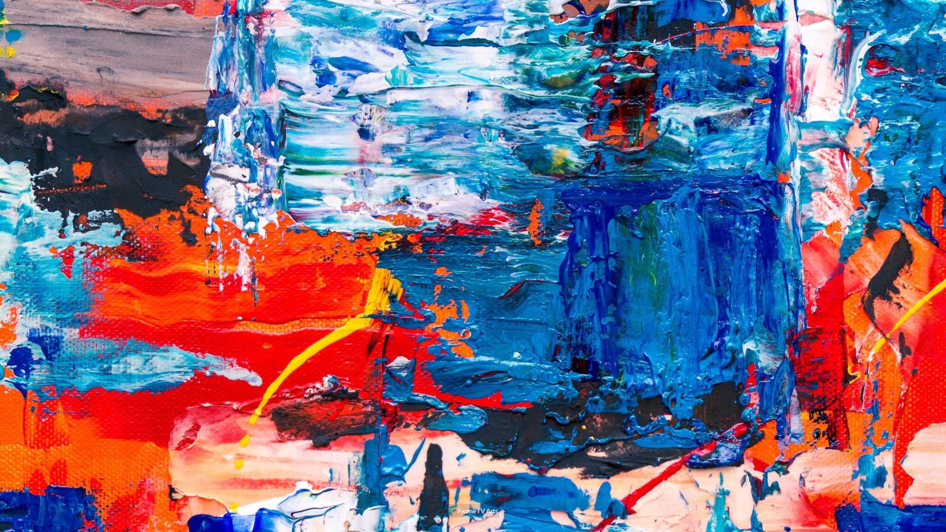 Textured abstract painting with a mix of vibrant blue hues — Samsung Frame TV art