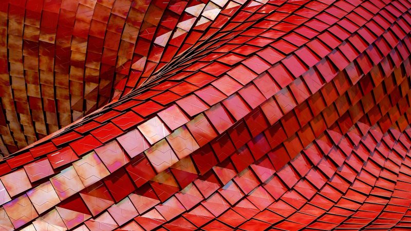 Abstract red tiles creating a dynamic wave pattern. — Samsung Frame TV art