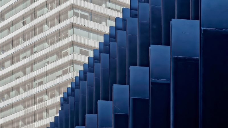 Abstract city buildings with geometric patterns and lines — Samsung Frame TV art