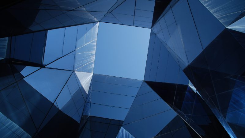 low angle photo of curtain wall building — Samsung Frame TV art