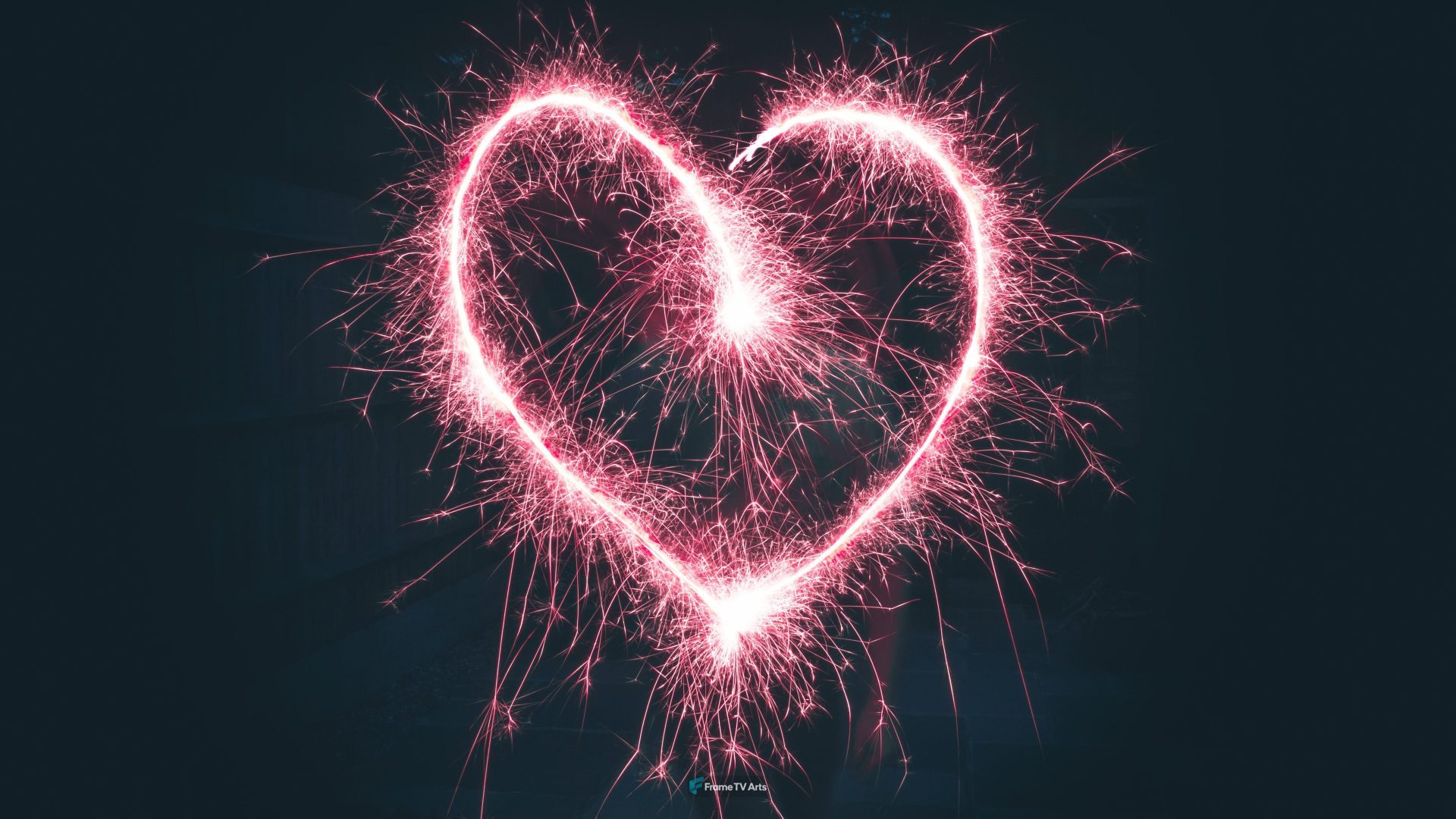 heart shaped pink sparklers photography — Samsung Frame TV art