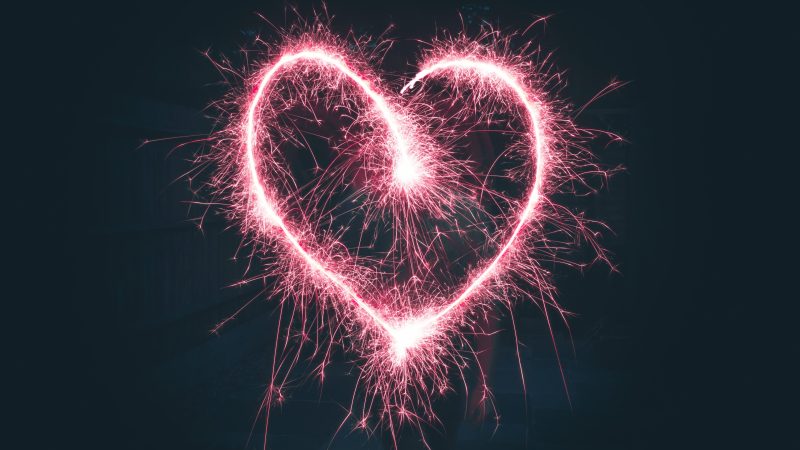 heart shaped pink sparklers photography — Samsung Frame TV art