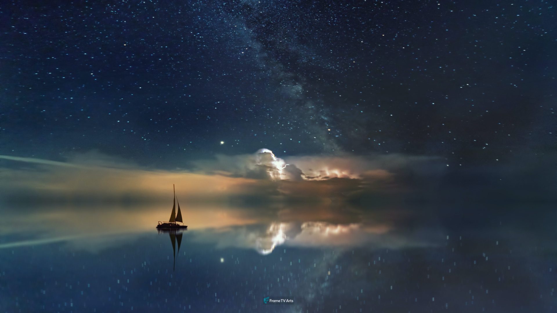 black sailing boat digital wallpaper — Samsung Frame TV art
