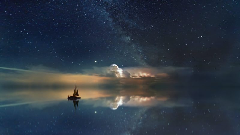 black sailing boat digital wallpaper — Samsung Frame TV art