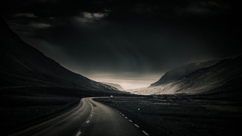 black asphalt road near mountain during daytime — Samsung Frame TV art