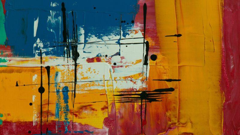 orange red and blue abstract painting — Samsung Frame TV art