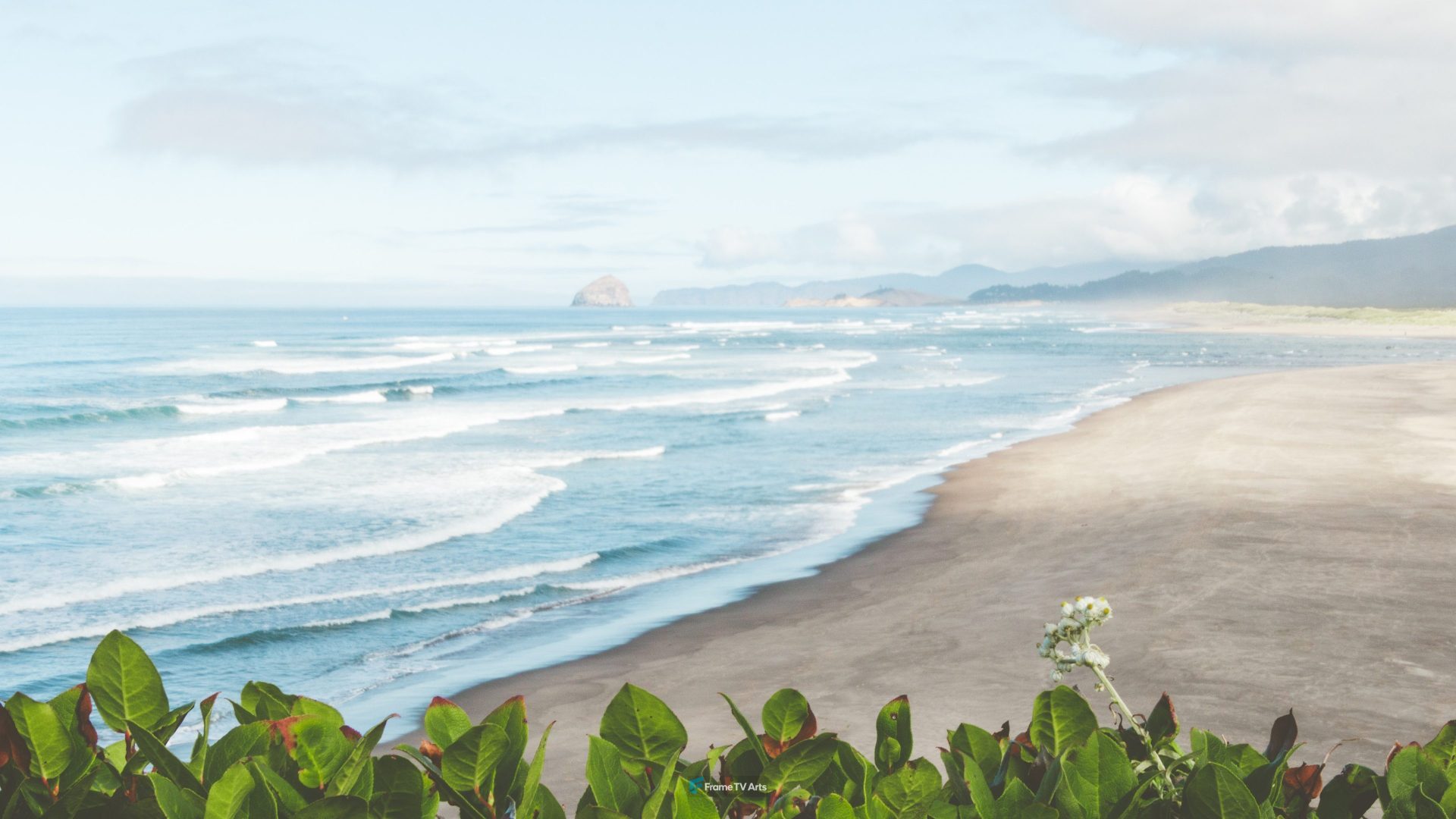 aerial photography of waves splashing on seashore during daytime — Samsung Frame TV art